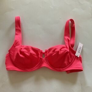 Victorias Secret Nwt Full Coverage Coral Blaze Rib Unlined Bikini Swim Top 32DD